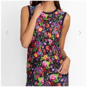 JOHNNY WAS Active Cantero Muscle Tank Top XL Floral colorful blossoms Versatile